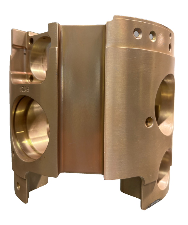 CNC milled bronze housing by Delta Hi-Tech