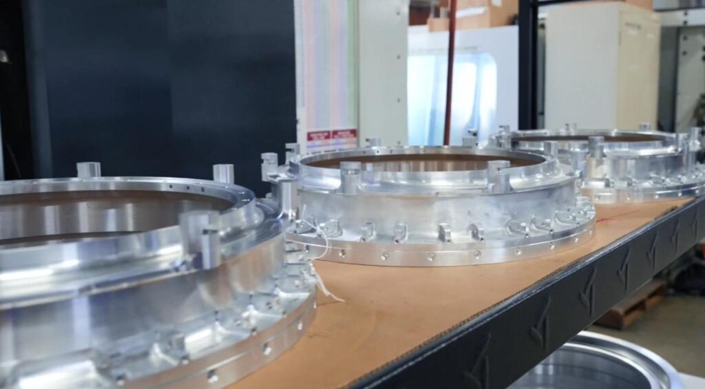 Machined aluminum rings ready for finishing